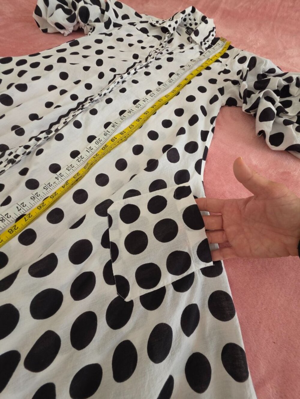 Polka Dot Ruffle Sleeve Cotton Tunic Dress By Step In Style S White/Black Lightw - Picture 14 of 16